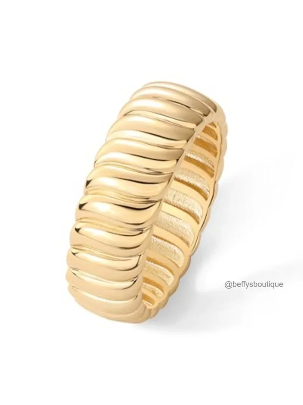 Chunky 14K Gold Plated Statement Ring Wide Stackable Band